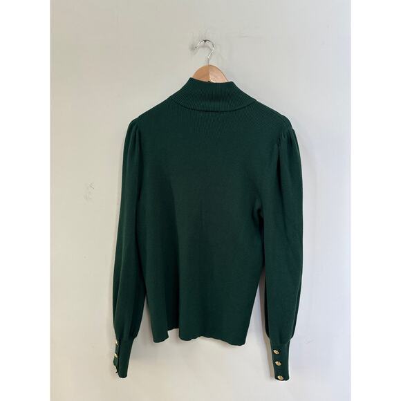 Lauren Ralph Lauren Black Label Button-Trim Ribbed Mockneck Sweater Green XL - Picture 6 of 6